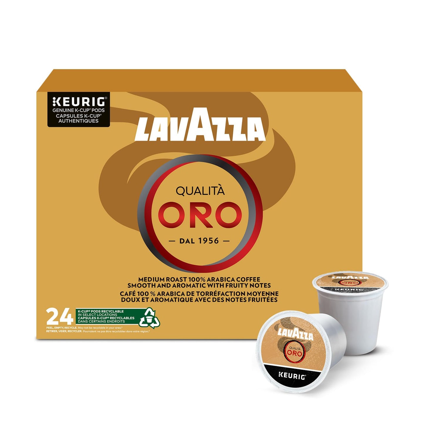 Lavazza Qualità Oro, Medium Roast, K-Cup Coffee Pods, 24 Count