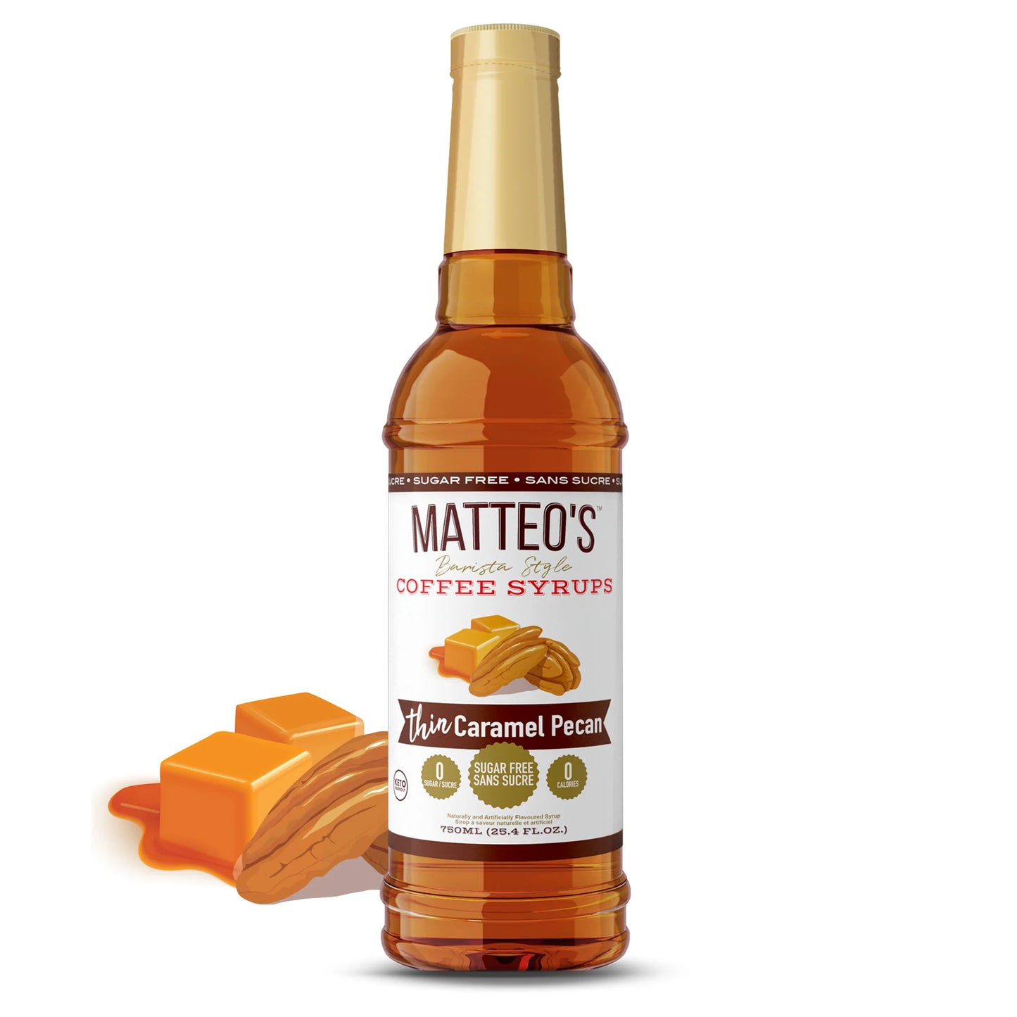 Matteo's Caramel Pecan Sugar Free Syrup 750ml